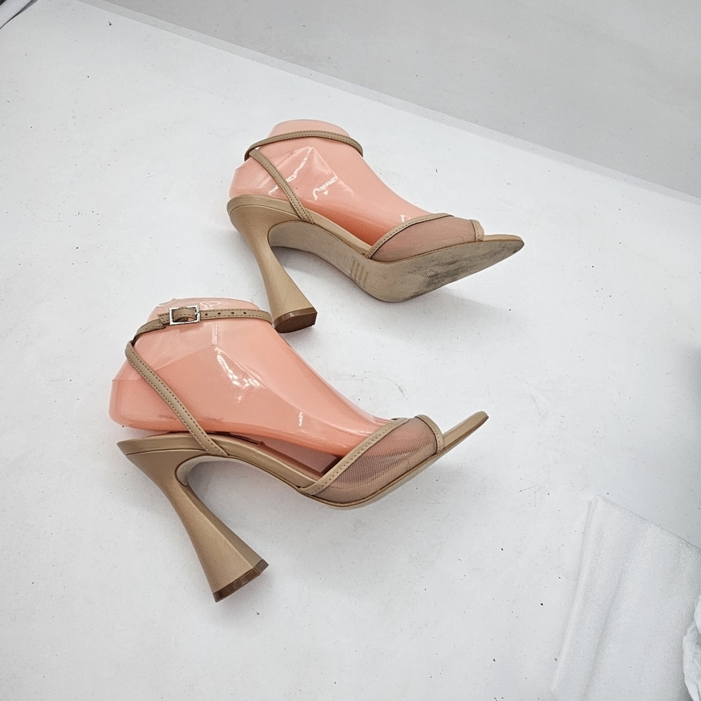 Steve Madden Beki Strappy Mesh Ankle Strap Sandals Natural Beige Size 7.5 Chic H - Picture 10 of 11